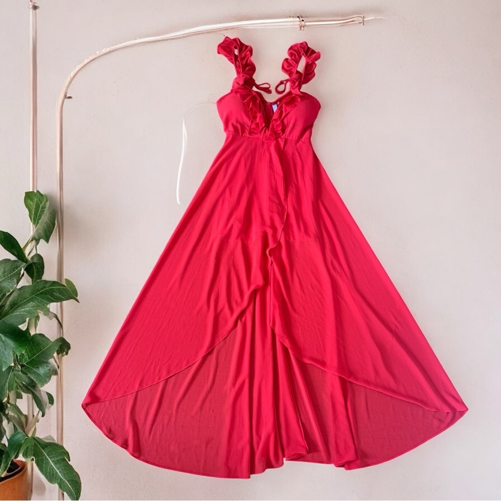 Orange Tiered Ruffled Halter Dress for Weddings